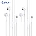 2-Pack USB-C In-Ear Hörlurar med Mikrofon för iPhone 18/17/16/15, Samsung & USB-C Enheter Vit