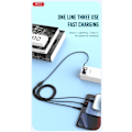 Pikkukuva 3 / 3: 3i1 snabb USB till Lightning + USB-C + microUSB-kabel, 1,0m 2,4A Black
