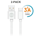 Miniatyrbild 1 av 2: 2-PACK Snabbladdning 1M USB-C 3Amp kabel laddare / Dataöverförin Vit