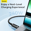 Miniatyrbild 2 av 6: 240W Snabbladdning Baseus Tungsten USB-C till USB-C-kabel – 3m Svart
