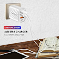 Miniatyrbillede 2 af 4: iPhone, Samsung QC3.0 Snabb 17w Väggladdare 1xUSB-C 3xUSB Vit White