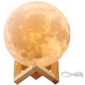 Pikkukuva 1 / 4: Kuulamppu 3d Moon light 8cm ladattava Yövalaisin Multicolor