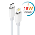 Miniatyrbillede 1 af 4: iPhone PD 18W Hurtig opladningskabel iPhone 11/12/13/14 -1M White