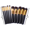 Miniatyrbild 3 av 3: Kabuki Style Sminkborstar - Set med 10st - Svart/Guld Svart