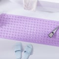 Pikkukuva 5 / 5: Kylpyammematto, imukupeilla varustettu kylpyammematto, konepesu ja tyhjennysreiät (läpinäkyvä violetti)
