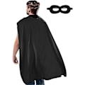 Miniatyrbillede 1 af 5: Voksen Superhelte Kappe Og Maske - Sort Voksen Kappe Superhelt Party Kappe