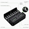 Miniatyrbild 4 av 5: LCD Universal Batteriladdare - 8-fack AA /AAA /C /D Batteriladdare för Uppladdningsbara Batterier med 2A USB-port, Typ C-ingång, Snabb AA /AAA Batteriladdare
