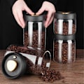 Miniatyrbilde 3 av 5: Kaffebønner Vakuumforseglet Tank Husholdnings Fuktsikker Luftuttrekk Lufttett Beholder Matlagringsglass, D
