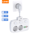 Miniatyrbilde 3 av 5: Veggmontert strømbrett med stikkontakter, 10A + 4 USB-uttak, med overbelastningsbeskyttelse