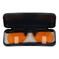 Miniatyrbillede 1 af 5: Klips-på Briller Effektiv Blåt Lys Blokering 180 Grader Vertikal Flip Bærbar Orange Brille Klips Linse til Computer Rund