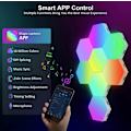 Miniatyrbillede 2 af 3: 8 Pak Hexagon Vægskinne LED Paneler - Smart App RGB Hexagon Modulær Spil Lys Musik med Synkron Honningkage Panel Hexagon Lys