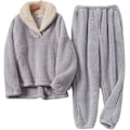 Miniatyrbillede 1 af 5: Dames Teddy Fluffy Super Blød Sherpa Twosie Pyjamasæt - Vinter Loungewear til Kvinder