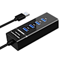 Miniatyrbild 1 av 5: USB 3.0 Hub med Strömförsörjning, 4 Portar, Bärbar USB-Datahub, Delare, Adapter