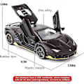 Pikkukuva 3 / 4: Sopii 1:32 Lamborghini LP770 -automallille, leluauto lapsille, ääni ja valo, vetävä auto, sinkkiseoslelu, poika- ja tyttölahja (musta)
