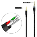 Miniatyrbilde 3 av 5: Nylonflettet erstatningskabel for 3,5 mm AUX-utvidelse for HyperX Cloud Mix for Alpha S Gaming-hodetelefoner