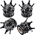 Miniatyrbillede 1 af 5: 4 stk Ventilkapper Håndlavet Krystal Rhinestone Krone Køretøj Bil Dæk Kapsel Dæksler Krom, Attraktive Støvsikre Tilbehør Til Bil (sort)