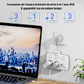 Miniatyrbilde 5 av 5: Veggmontert strømbrett med stikkontakter, 10A + 4 USB-uttak, med overbelastningsbeskyttelse