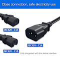 Miniatyrbillede 5 af 5: IEC 3-polet C14 Han til C7 Hun Konverter Adapterkabel til PDU UPS Kedel (2,0 m)