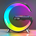 Miniatyrbillede 2 af 4: Smart Ambient Light 15W Trådløs Opladning Bluetooth Højttaler Vækkeur Hjem Intelligent Ambient Lampe EU Stik