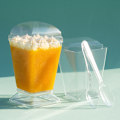 Miniatyrbild 2 av 5: Kvadratisk plastkopp + sked - 50 stycken transparent