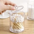 Miniatyrbillede 2 af 3: 3 stk. Klar Akryl Vatpind Beholder Organizer Multifunktionel Holdbar Transparent Akryl Badeværelse Vatkugle Glas