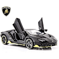 Pikkukuva 1 / 4: Sopii 1:32 Lamborghini LP770 -automallille, leluauto lapsille, ääni ja valo, vetävä auto, sinkkiseoslelu, poika- ja tyttölahja (musta)