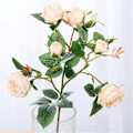 Miniatyrbilde 2 av 2: Høst 7 Hoder Små Silke Roser Bract Kunstig Blomst DIY Bryllup Hjem Decor (Champagne)