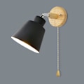 Miniatyrbillede 1 af 3: Væglampe Med Træk Switch Fri Rotation 350 Natlampe RTro Moderne Træ Væglampe E27 Indendørs Væglampe Passer Til