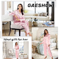 Miniatyrbilde 3 av 5: Pyjamassett for kvinner, silkesatinpyjamassett for kvinner, pyjamassett med lange ermer, hjemmeklær som passer for alle årstider