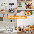 Miniatyrbilde 5 av 5: Fruktkurv, 2-etasjes fruktbolle med bananholder, kjøkkenbenkestativ, metallbolle for frukt, grønnsaker, snacks, cupcakes (svart)