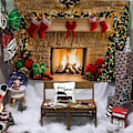 Miniatyrbillede 4 af 5: Julepejs Fotobaggrund Juletræer Strømper Gaveæsker Baggrund til Glad Jul Fest Dekoration Tilbehør (3,0 x 2,4 m)