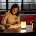 Miniatyrbild 2 av 4: Bluetooth-högtalare med pekkontroll, laddningsbar, bärbar, smart, liten högtalare med färgglada lampor för hemmet, vit