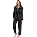 Miniatyrbilde 1 av 5: Pyjamassett for kvinner, silkesatinpyjamassett for kvinner, pyjamassett med lange ermer, hjemmeklær som passer for alle årstider