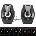 Miniatyrbilde 4 av 5: USB-drevet høyttaler med RGB-lys, volumkontroll, bærbar kablet subwoofer-høyttaler for bærbare datamaskiner, stasjonære datamaskiner, skrivebord, svart