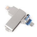 Miniatyrbild 2 av 4: 256GB USB-minne, extern USB 3.0 minnestick med MFI Lightning, USB 3.0, USB C 3 i 1 Silver