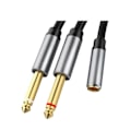 Miniatyrbillede 1 af 5: 3,5 mm til dobbelt 6,5 mm kabeladapter han mono 6,5 jack til stereo 3,5 lydkabel til mixerforstærker DVD 6,35 mm adapter A