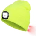 Miniatyrbilde 1 av 5: Hette med LED-lys foran og bak, USB-oppladbar hodelykt med 3 lysstyrker, strikket lue med lys for jogging, camping, sykling