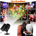 Miniatyrbilde 3 av 4: Juleprojeksjonslampe, 12 lysbilder + 9 farger LED-bølge lysprojektor IP65 Utendørs projektor med fjernkontroll Projektor for jul, Halloween,