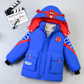 Miniatyrbild 1 av 5: Pojkarnas Huvad Jacka Vinterkappa Parka Blue 120cm