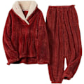 Miniatyrbild 1 av 5: Dam Teddy Fluffy Super Mjuk Sherpa Twosie Pyjamas Set - Vinter Loungewear för Kvinnor
