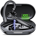 Pikkukuva 1 / 5: Bluetooth-kuulokemikrofoni, Bluetooth V5.3 -kuulokemikrofoni melua vaimentavalla mikrofonilla, 100 tunnin toistoaika Bluetooth-kuulokemikrofoni, latauskotelo LED-näytöllä