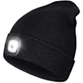 Pikkukuva 1 / 5: Unisex USB-ladattava valaiseva LED-talvihattu, lämmin hattu otsalampulla yö- ja syyskaudelle, sisävalaistus huppuun Black