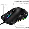 Miniatyrbild 2 av 5: USB-C Mus Type C Ergonomisk Trådbunden Mus RGB Spelmus Optisk Mus - YUHAO