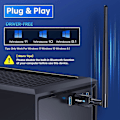 Miniatyrbilde 2 av 5: USB Bluetooth 5.3 Adapter for PC, Driver Free, Lang Rekkevidde 492ft / 150m Bluetooth Stick Mottaker & Sender Kompatibel med Windows 11/10/8.1, (trenger