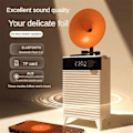 Miniatyrbillede 2 af 5: 202 Retro Bluetooth Højttalere Trådløs Udendørs Bas Subwoofer LED Ur Lyd Håndfri Opkald Musik