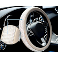 Miniatyrbild 2 av 4: Diamant+läder Rattöverdrag, Bling Kristall Rhinestones Rattöverdrag