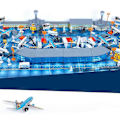 Miniatyrbillede 2 af 5: 200 stk. Lufthavns Sandbord Model Legetøjs Sæt Til Børns Leg Og Hjerneudvikling