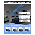 Miniatyrbild 3 av 5: Projektionsväckarklocka med radio, 180° projektor, 7 ljud, dubbla alarm, snooze, dimbar LED-display för barn