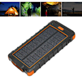 Miniatyrbillede 4 af 5: Bærbar Solcelledrevet Telefonoplader 20000mAh Solcelle Powerbank med Kompas og LED Lommelygte til Udendørs Sort Orange