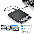 Miniatyrbillede 2 af 5: Ekstern Cd Dvd Drev, Usb 2.0 Slim Bærbar Ekstern Cd-rw Drev Dvd-rw Brænder Skriver Afspiller kompatibel Bærbar Notebook Pc Desktop Computer, Sort-mc